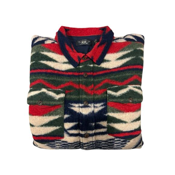 Double RR Ralph Lauren Wool Blend Southwest Work Shirt Jacket Aztec Men’s Large - Picture 1 of 9